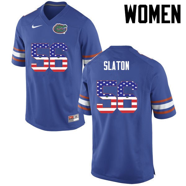 Florida Gators Women #56 Tedarrell Slaton College Football Jersey USA Flag Fashion Blue
